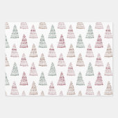 ピンクのブルゴーニュのクリスマストナカイと木 ラッピングペーパーシート (正面3)