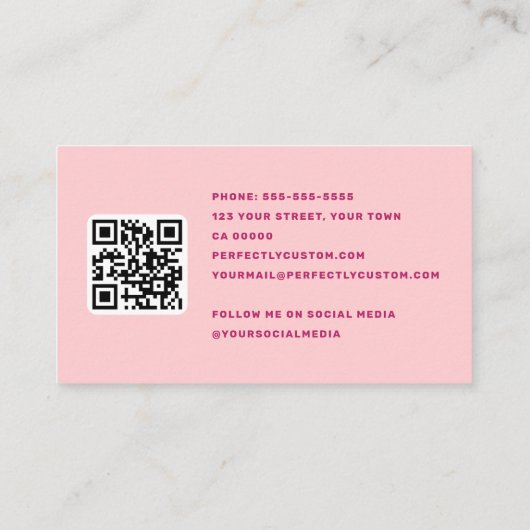 ピンクのブルゴーニュのレトロな名前の波状波縁ど 名刺 (裏面)