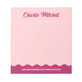 ピンクのブルゴーニュのレトロ文字波形名前をカスタムする ノートパッド (正面)