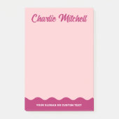 ピンクのブルゴーニュのレトロ文字波形名前をカスタムする ポストイット (正面)