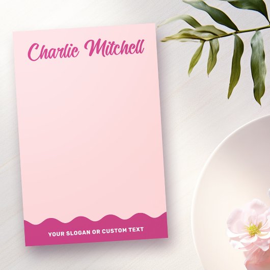 ピンクのブルゴーニュのレトロ文字波形名前をカスタムする ポストイット