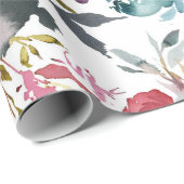 ピンクのブルゴーニュのワイン水の色のフローラ花 ラッピングペーパー (ロールコーナー)