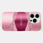 ピンクのブルゴーニュ瑪瑙の大理石名文字 Case-Mate iPhoneケース (裏面 (横))