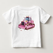 ピンクのブルドーザー T シャツ 幼児用 カスタマイズ (裏面)
