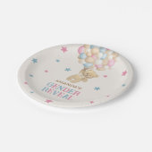 ピンクのブルースターズバルーン&ベアージェンダーがデコを明かす ペーパープレート (アングル)