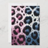 ピンクのブルーヒョウ印刷ジェンダーが赤ちゃんシャワーを明らかにする 招待状 (裏面)