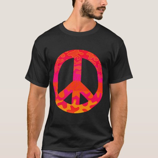 ピンクのブロブ平和のシンボル Tシャツ (正面)