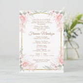 ピンクのブーケキンセアニラの招待 招待状 (スタンド正面)