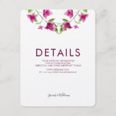 ピンクのブーゲンビリアの花の結婚式の情報カード エンクロージャーカード (正面)