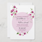 ピンクのブーゲンビリアの花の結婚式招待状 招待状 (正面)