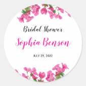ピンクのブーゲンビリアの花を飾った花嫁のシャワー ラウンドシール (正面)