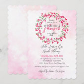 ピンクのブーゲンビリアトロピカルフォレストウェディングシャワー 招待状 (正面/裏面)
