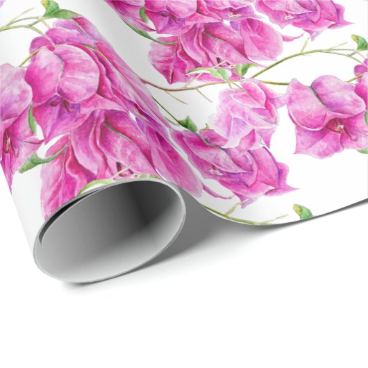 ピンクのブーゲンビリア植物水パターン（の模様が）ある色 ラッピングペーパー (ロールコーナー)