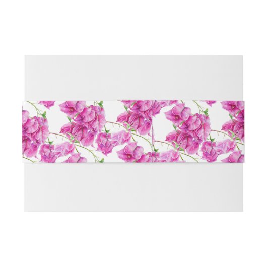 ピンクのブーゲンビリア植物水パターン（の模様が）ある色 招待状ベリーバンド (裏面例)