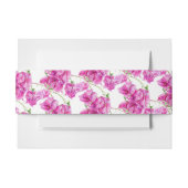 ピンクのブーゲンビリア植物水パターン（の模様が）ある色 招待状ベリーバンド (正面例)