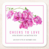 ピンクのブーゲンビリア熱帯の愛する結婚応援 スクエアペーパーコースター (正面)