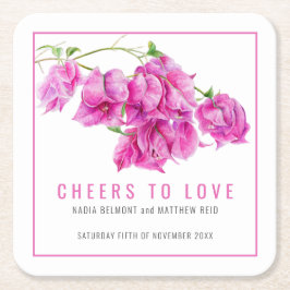 ピンクのブーゲンビリア熱帯の愛する結婚応援 スクエアペーパーコースター