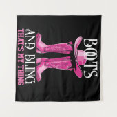 ピンクのブーツきらきら光ると、それが私の事 タペストリー (正面(横))