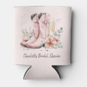 ピンクのブーツとバブリーなシャンパングラスの花嫁シャワー 缶クーラー (正面)