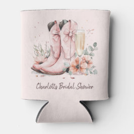 ピンクのブーツとバブリーなシャンパングラスの花嫁シャワー 缶クーラー