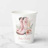 ピンクのブーツとバブルなシャンパングラスの花嫁のシャワー 紙コップ (裏面)