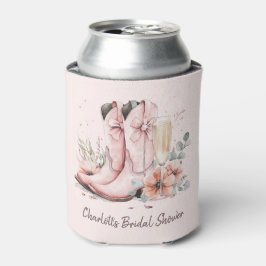 ピンクのブーツとバブルなシャンパングラスの花嫁シャワー 缶クーラー