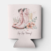 ピンクのブーツとバブルなシャンパングラスの花嫁シャワー 缶クーラー (裏面)