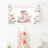 ピンクのブーツとバブルシャンパングラスの花嫁シャワー 横断幕 (インサイチュ)