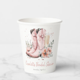 ピンクのブーツとバブルチーズのグラス ブライダルシャワー 紙コップ
