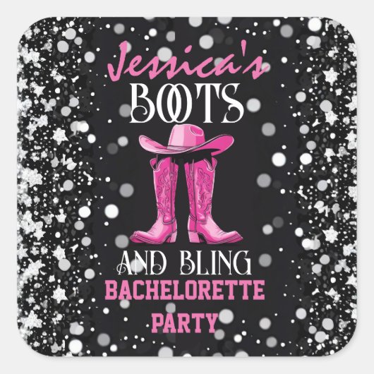 ピンクのブーツとラグジュアリーな独身最後の夜 スクエアシール (正面)