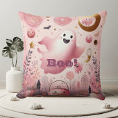 ピンクのブーフレンドリーゴースト ハロウィン ジャックオランタン クッション