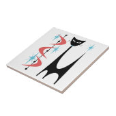 ピンクのブーメランガータイルを持つミッドセンチュリー原子猫 タイル (側面)