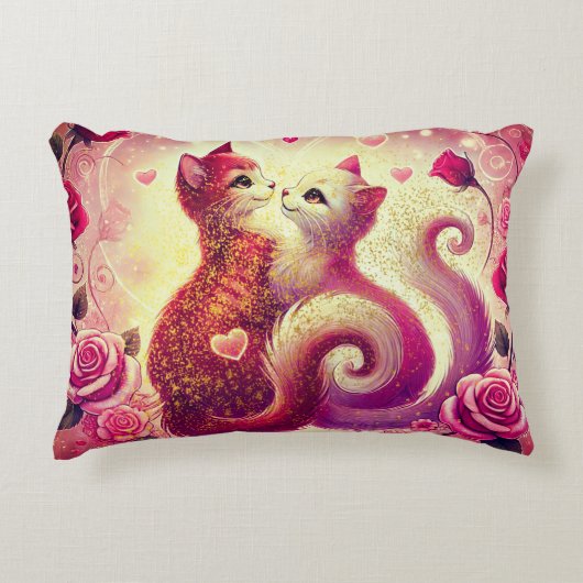 ピンクのプッシー猫の香りがするキャンドル アクセントクッション (正面)