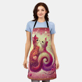 ピンクのプッシー猫の香りがするキャンドル エプロン (着用した状態)