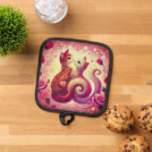 ピンクのプッシー猫の香りがするキャンドル 鍋敷き (トップダウン)