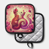 ピンクのプッシー猫の香りがするキャンドル 鍋敷き (正面/裏面)