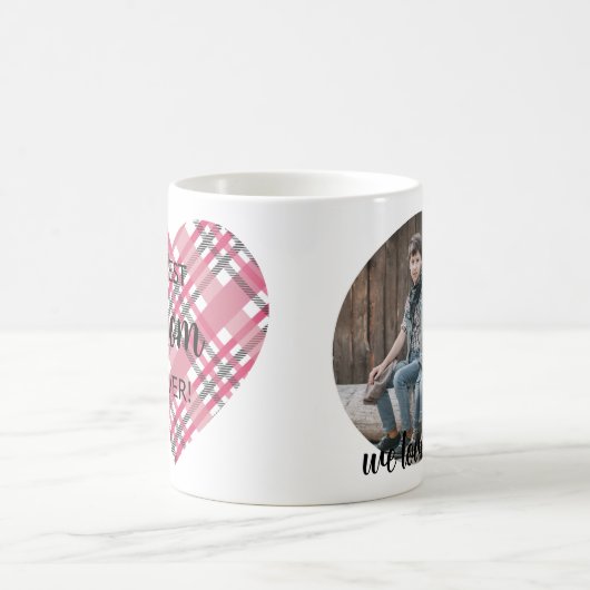 ピンクのプライド最高のハートママ母は一度も写真1枚 コーヒーマグカップ (中央)