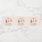 ピンクのプリンセスとナイツガール誕生日 ペットボトルラベル (シングルラベル)