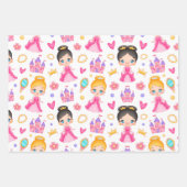 ピンクのプリンセスと柄の城 ラッピングペーパーシート (正面2)