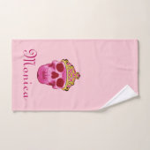 ピンクのプリンセスのスカルの骨組 バスタオルセット (ハンドタオル)