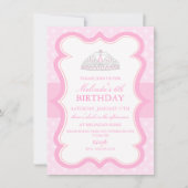 ピンクのプリンセスのティアラの女の子の誕生日の招待状 招待状 (正面)