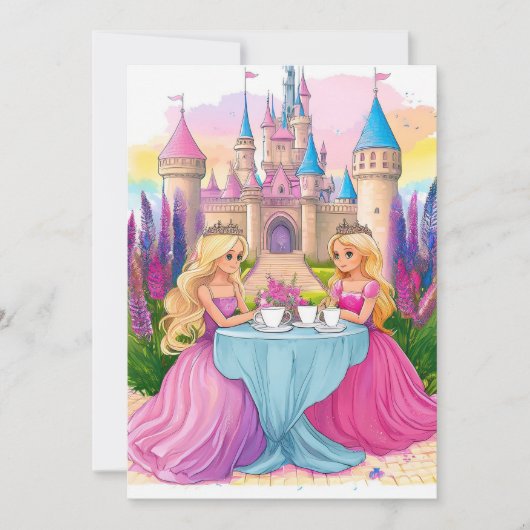 ピンクのプリンセスのフレンドリーな土地 招待状 (正面)