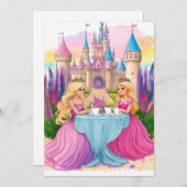 ピンクのプリンセスのフレンドリーな土地 招待状 (正面/裏面)