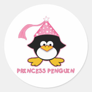 ピンクのプリンセスのペンギン ラウンドシール
