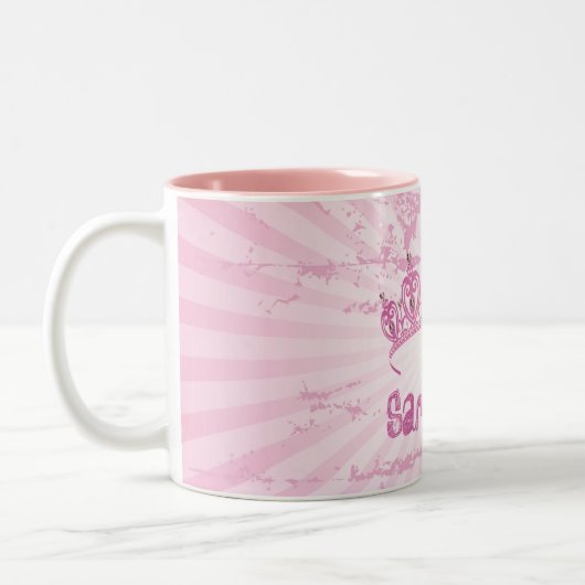 ピンクのプリンセスの王冠のティアラのコーヒー・マグのコップ ツートーンマグカップ (左)