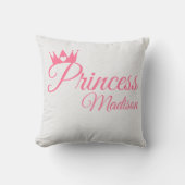 ピンクのプリンセスの王冠のハートのティアラのパーソナライズな名前 クッション (正面)