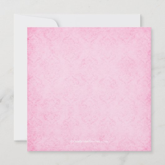 ピンクのプリンセスの王冠の誕生日のパーティの招待状 招待状 (裏面)