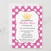 ピンクのプリンセスの王冠の誕生日のパーティの招待状 招待状 (正面)
