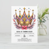 ピンクのプリンセスの王冠　誕生日 招待状 (スタンド正面)