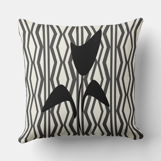 ピンクのプリンセスの花のアールデコのスタイルパターン クッション (裏面)